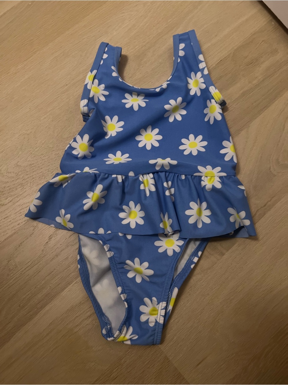 The Children's Place Blue Daisy Ruffle Skirt One-Piece Swimsuit